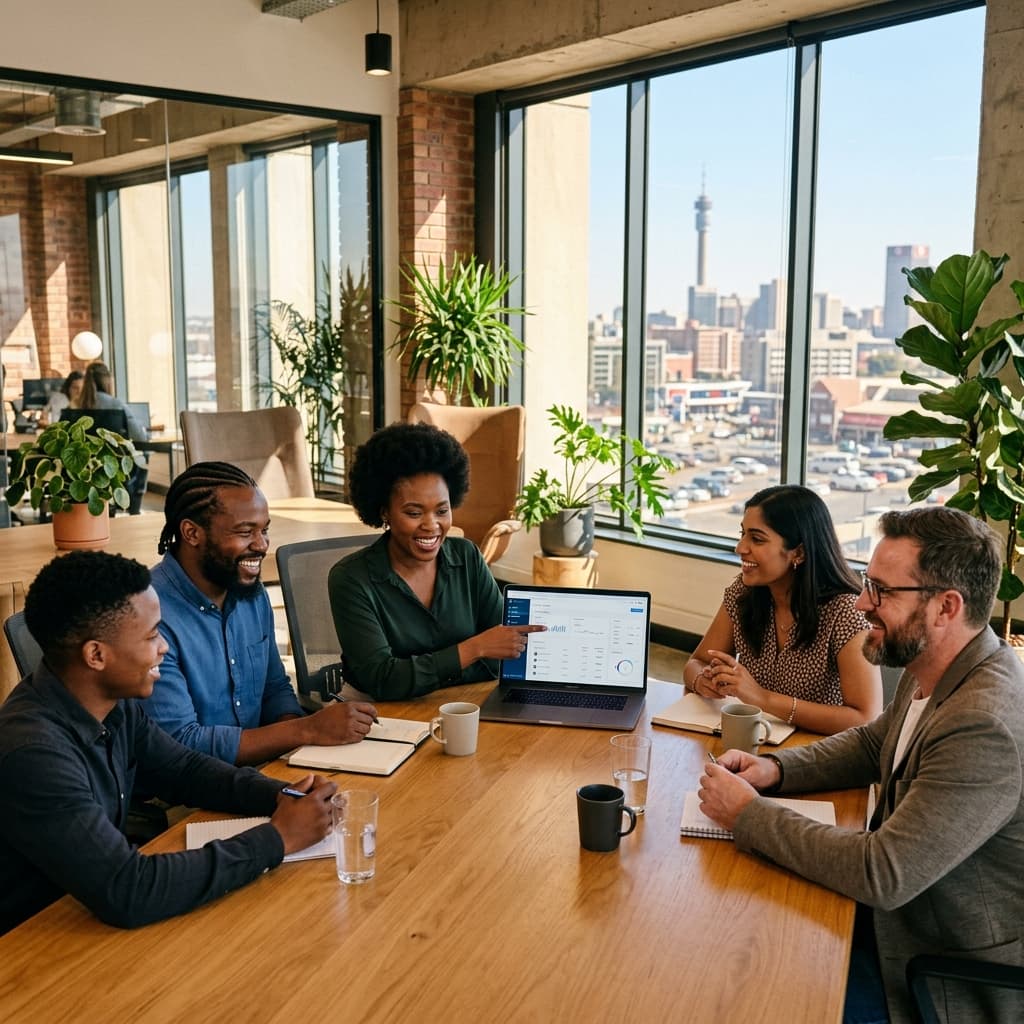 Kemsal Technologies team collaborating in Midrand office